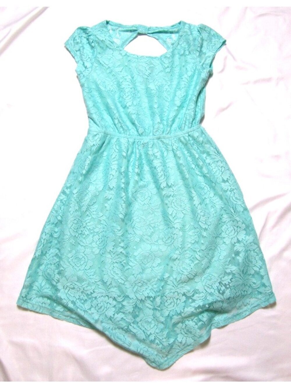 Paper Doll Girl‎ Blue Floral Lace Dress Fit Flare Sz 10 Whimsical Paper Doll
